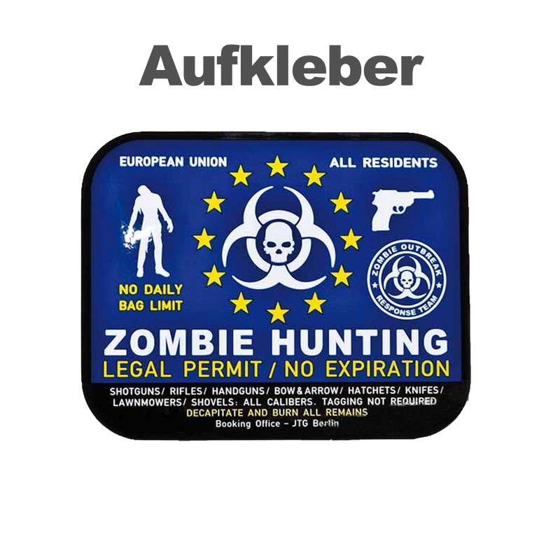 Aufkleber "Zombie-Hunting"  (75 x 60 mm)