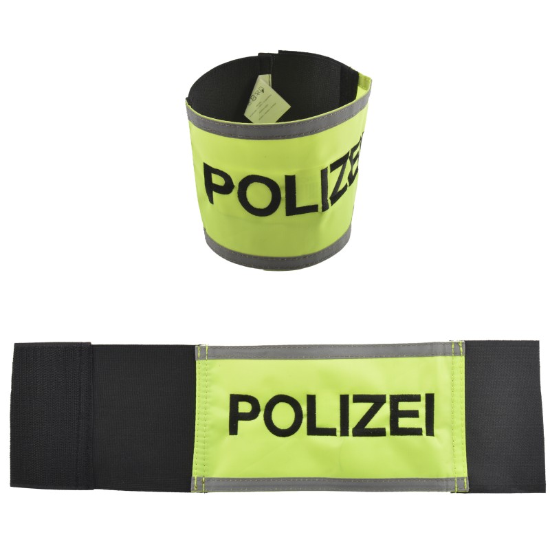 COP® Armlet yellow, black print "POLIZEI" w/reflecting strip at bottom and top