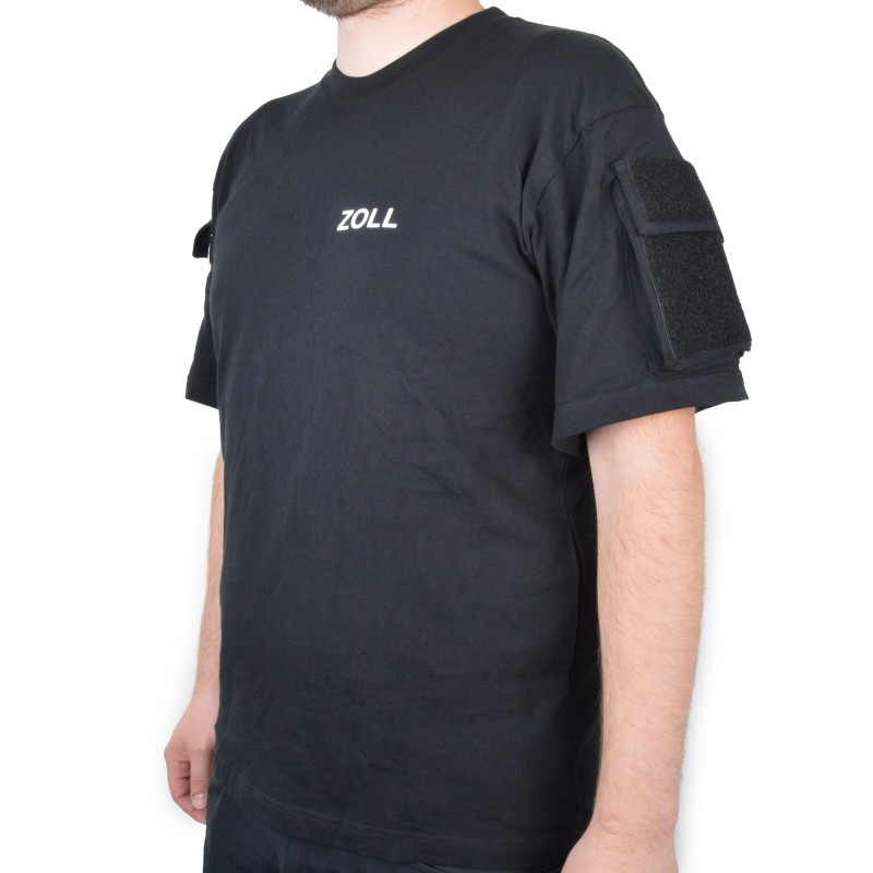 T-Shirt mit Druck ZOLL, weiße Schrift, Ärmeltaschen mit Klett für Abzeichen