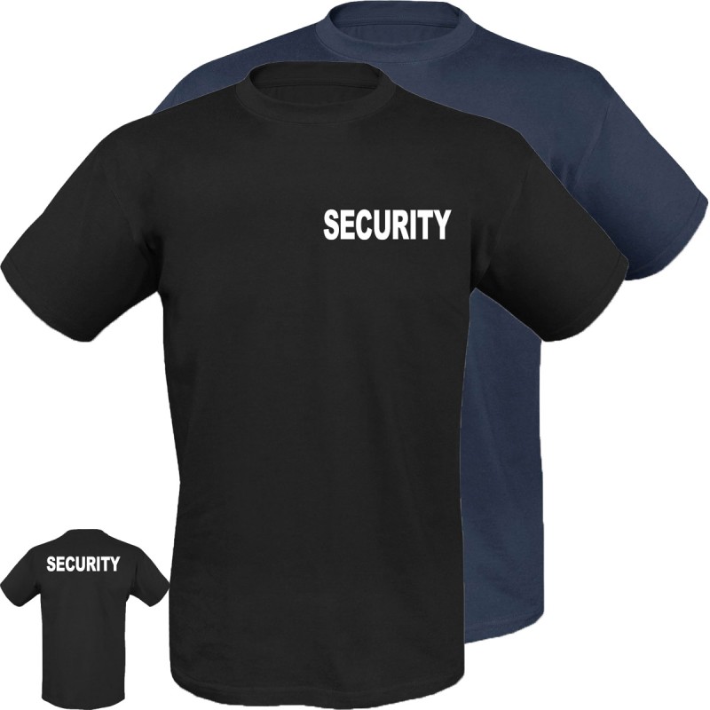 T-Shirt mit Druck SECURITY in weißer Schrift