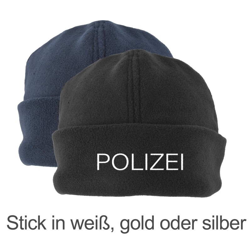 Fleece - Mütze, Einheitsgröße, Stick -POLIZEI-