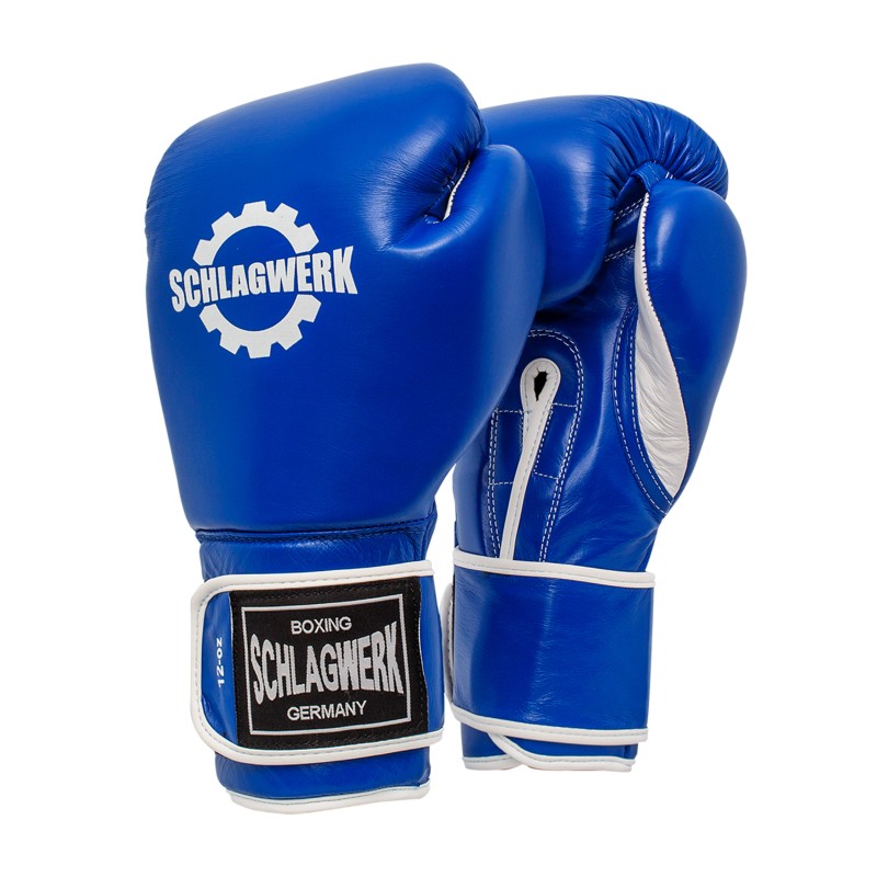 SCHLAGWERK  Boxhandschuhe "Training/Sparring 2.0" blau/weiß, Echtleder
