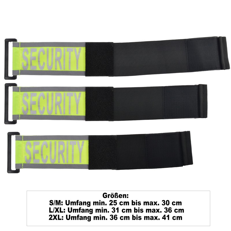 COP® armband neon-yellow with refl. stripe top/bottom & D-ring, silver SECURITY