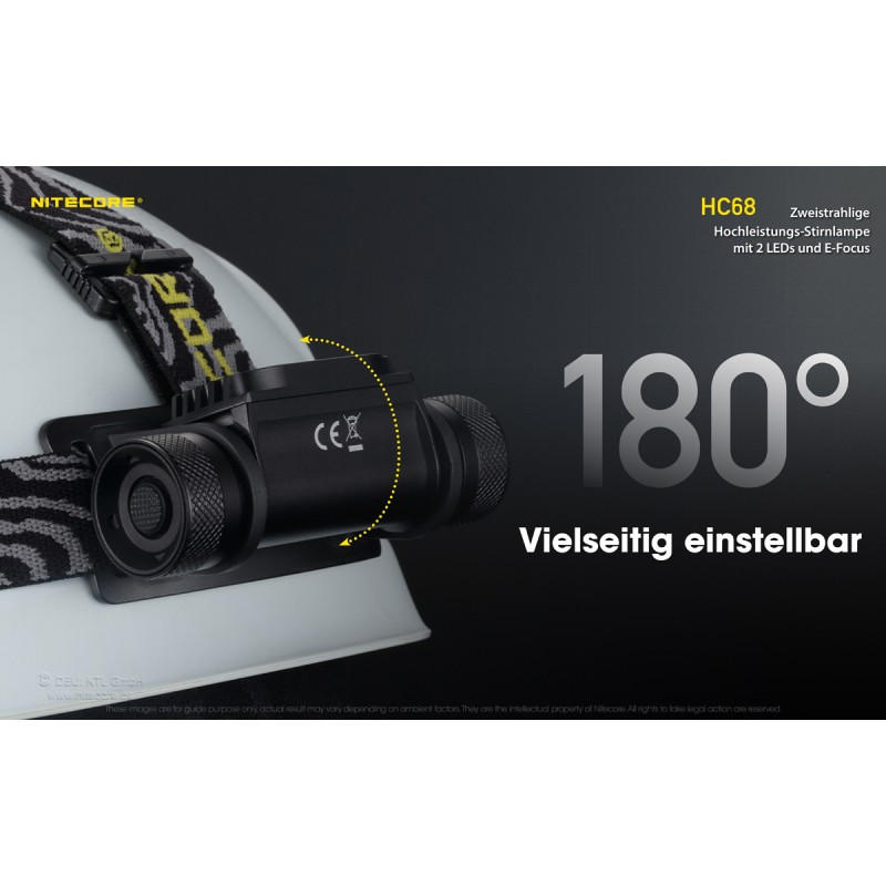 NiteCore® Kopflampe -HC68- E-Focus, inkl. Akku