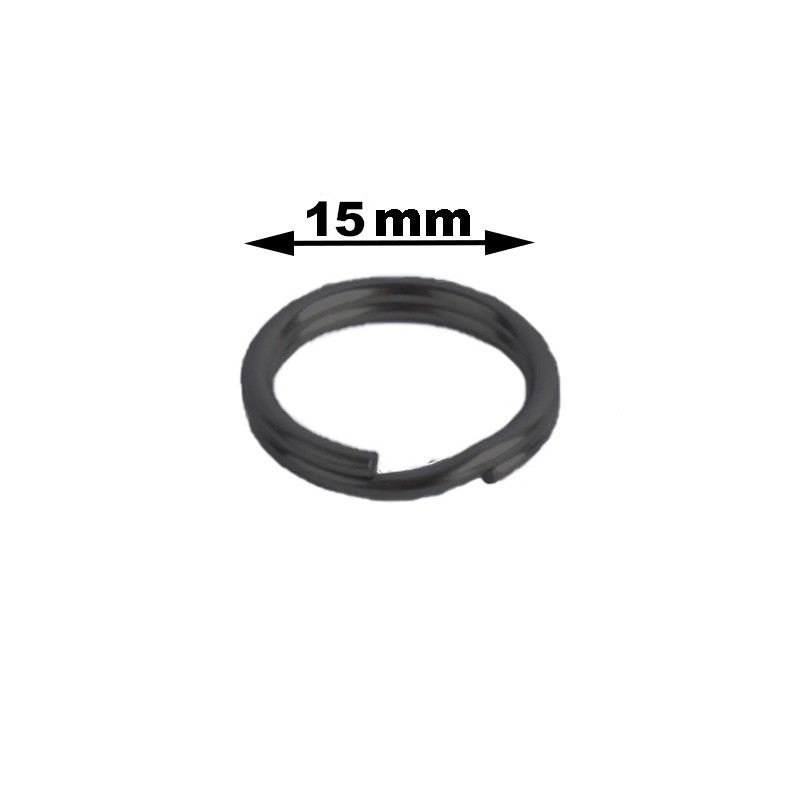 Schlüsselring aus Metall (schwarz),  Durchmesser 15 mm