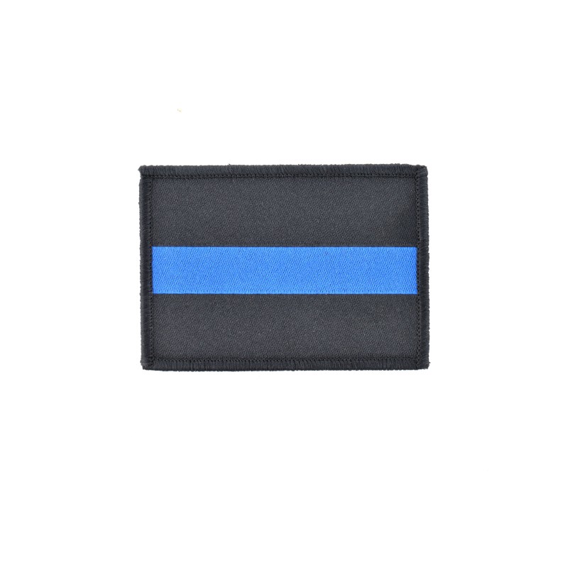 Klettabzeichen schwarz mit blauem Band - Textil (70 x 50 mm)
