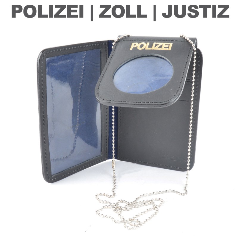 COP® ID holder for AUTHORITIES, round, for standard-sized IDs, leather