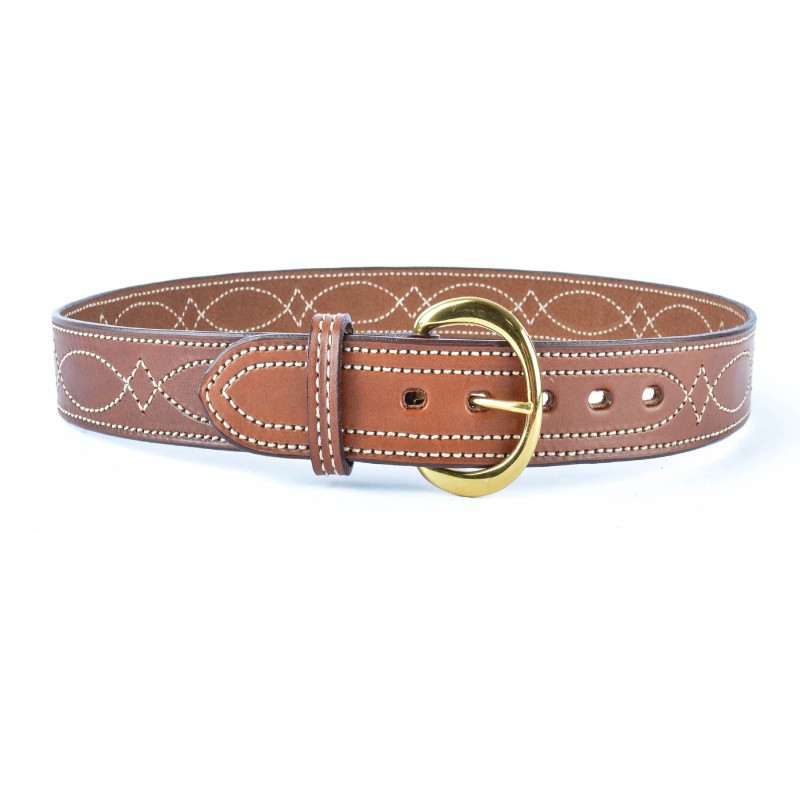 BIANCHI® B9 Reversible Fancy Stitched Leather Belt, 1,75", tan