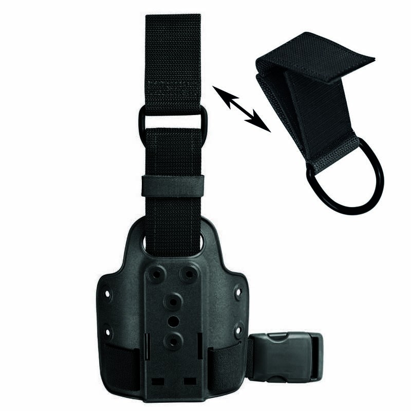 SAFARILAND® small leg shroud w/harness, single strap w/D-Ring,hook&loop enhanced