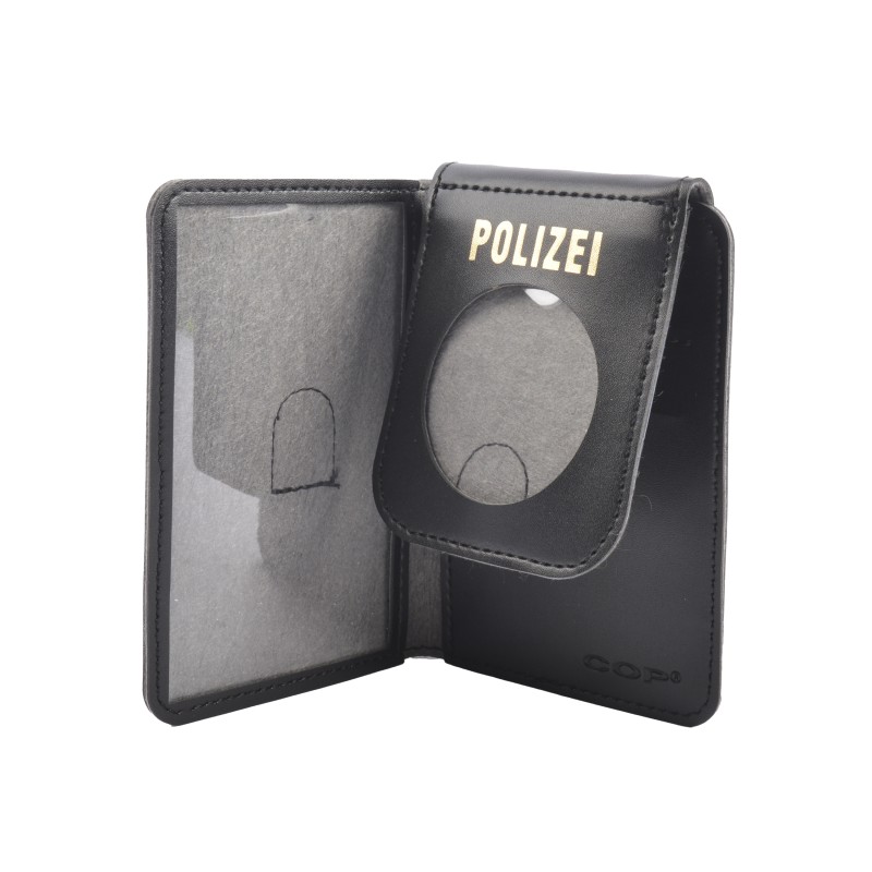 COP® ID holder for AUTHORITIES, round, for standard-sized IDs, synthetic leather