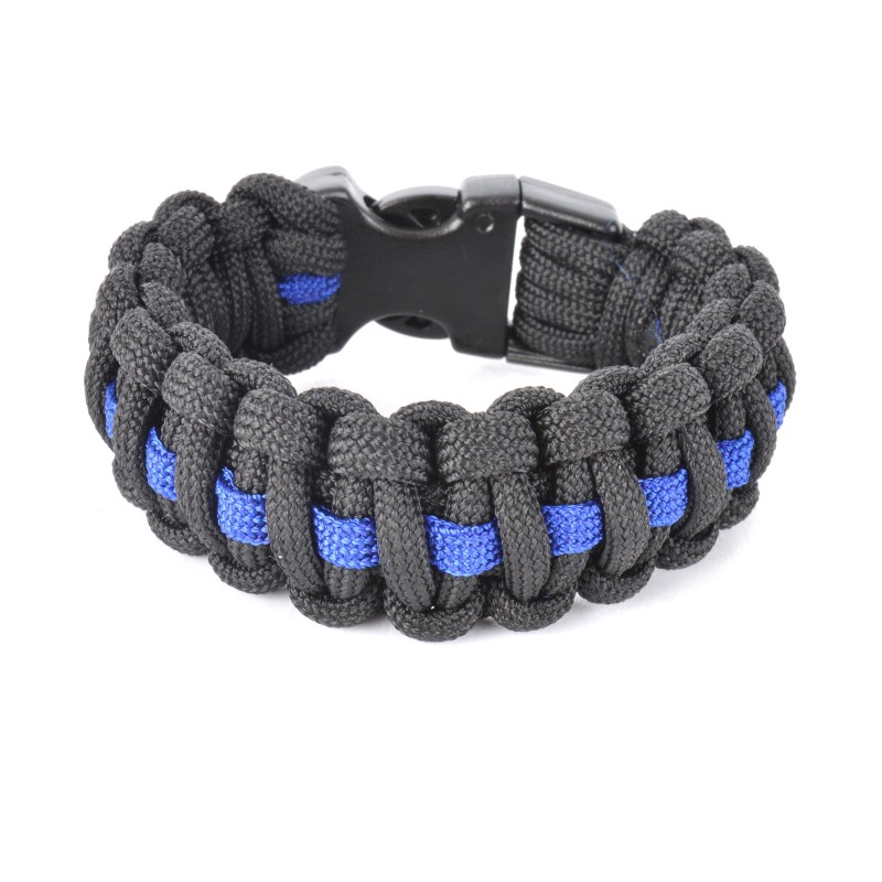 COP® Paracord Armband schwarz/blau mit Kunststoffschließe