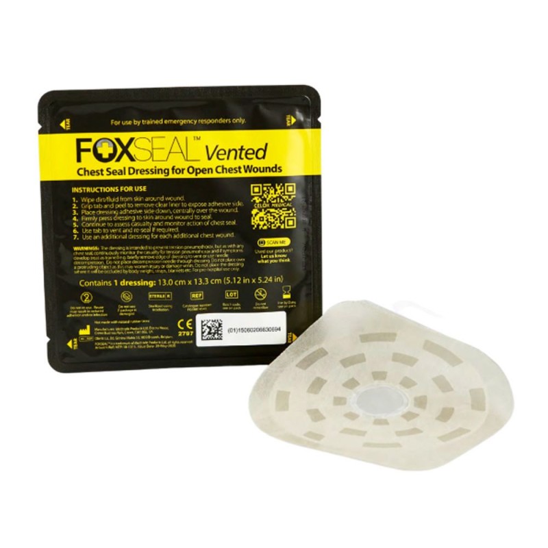 Foxseal(TM) Vented Chest Seal, Thorax Pflaster mit Ventil