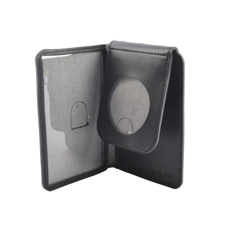 COP® ID holder WITHOUT PRINT, round, for standard-sized IDs, synthetic leather