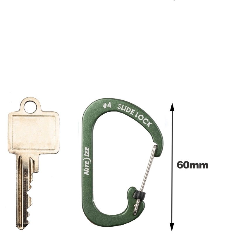 Nite Ize(TM) Slide Lock(TM) carabiner incl. key ring, aluminium