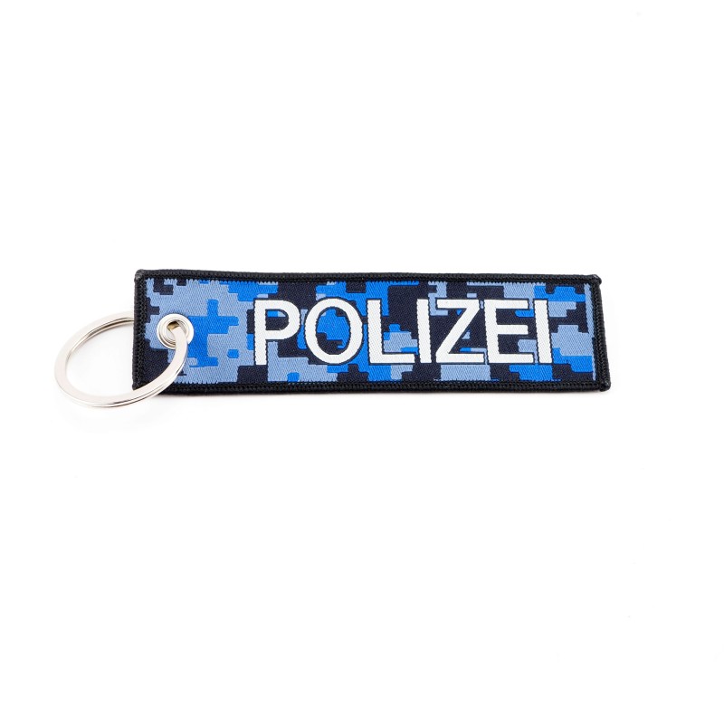 Anhänger "POLIZEI" mit Schlüsselring, Textil (125 x 35 mm)